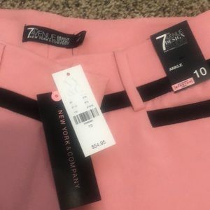 Cutest pink stretch pants with tuxedo trim